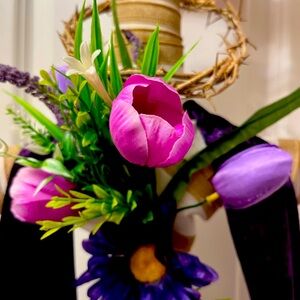 Pink and Purple Faux Floral Accents